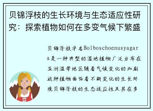 贝锦浮枝的生长环境与生态适应性研究：探索植物如何在多变气候下繁盛生长